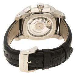 Pre Owned Burberry Black Stainless Steel The Britain BBY1002 Men's Wristwatch 45 mm