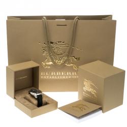 Pre Owned Burberry Black Stainless Steel The Britain BBY1002 Men's Wristwatch 45 mm