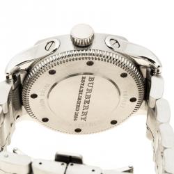 Pre Owned Burberry Silver White Stainless Steel Military Inspired BU7637 Men's Wristwatch 43 mm