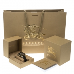 Pre Owned Burberry Black Stainless Steel The Britain GMT BBY1350 Men's Wristwatch 40 mm