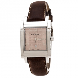 Pre Owned Burberry Bronze Stainless Steel BU1553 Men's Wristwatch 32 mm