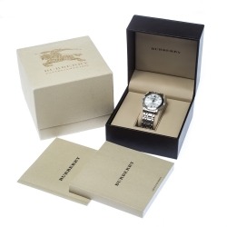 Pre Owned Burberry Silver Stainless Steel Heritage BU1350 Men's Wristwatch 38 mm