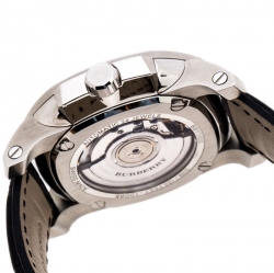 Pre Owned Burberry Black Stainless Steel The Britain BBY1002 Men's Wristwatch 45 mm