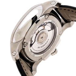 Pre Owned Burberry Black Stainless Steel The Britain BBY1002 Men's Wristwatch 45 mm