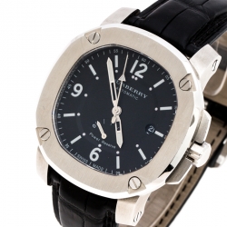 Pre Owned Burberry Black Stainless Steel The Britain BBY1002 Men's Wristwatch 45 mm