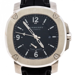 Pre Owned Burberry Black Stainless Steel The Britain BBY1002 Men's Wristwatch 45 mm