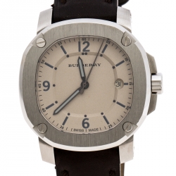 Pre Owned Burberry Beige Stainless Steel The Britain BBY1301 Men's Wristwatch 43 mm