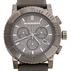 Pre Owned Burberry Grey PVD Coated Stainless Steel Trench BU2303 Men's Wristwatch 42.50 mm