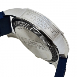 Pre Owned Burberry Grey Stainless Steel Rubber Sport BU7711 Men's Wristwatch 44 mm