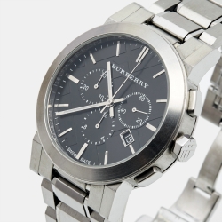 Pre Owned Burberry Black Stainless Steel The City BU3951 Men's Wristwatch 42 mm