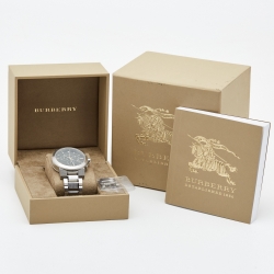 Pre Owned Burberry Black Stainless Steel The City BU3951 Men's Wristwatch 42 mm