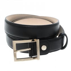 Pre Owned Bvlgari Black Leather Belt 110cm