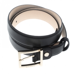 Pre Owned Bvlgari Black Leather Belt 110cm
