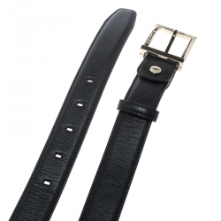 Pre Owned Bvlgari Black Leather Belt 110cm
