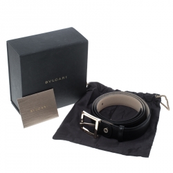Pre Owned Bvlgari Black Leather Belt 110cm