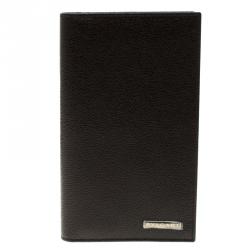 Bvlgari Dark Brown Textured Leather Passport Holder