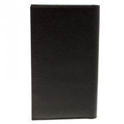 Bvlgari Dark Brown Textured Leather Passport Holder