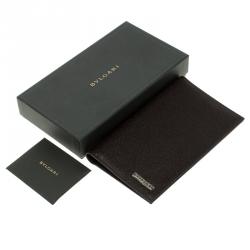 Bvlgari Dark Brown Textured Leather Passport Holder