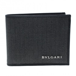 Bvlgari Dark Grey Heritage Coated Canvas Bifold Wallet