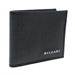 Bvlgari Dark Grey Heritage Coated Canvas Bifold Wallet