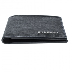Bvlgari Dark Grey Heritage Coated Canvas Bifold Wallet