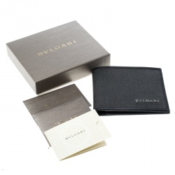 Bvlgari Dark Grey Heritage Coated Canvas Bifold Wallet