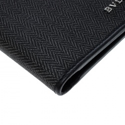 Bvlgari Dark Grey Heritage Coated Canvas Bifold Wallet