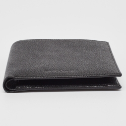 Pre Owned Bvlgari Black Grained Leather Bifold Wallet