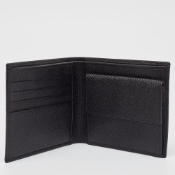 Pre Owned Bvlgari Black Grained Leather Bifold Wallet