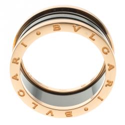 Bvlgari B.Zero1 Black Ceramic Rose Gold Ring Size 69