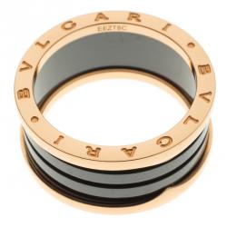 Bvlgari B.Zero1 Black Ceramic Rose Gold Ring Size 69