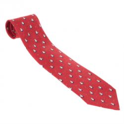 Bvlgari Red Owl Print Silk Tie