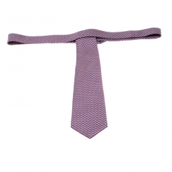Bvlgari Purple Dragonfly Print Sevenfold Silk Tie