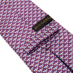 Bvlgari Purple Dragonfly Print Sevenfold Silk Tie