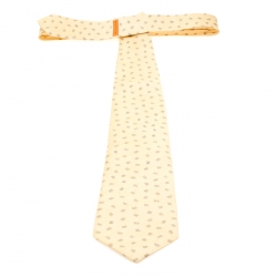 Bvlgari X Davide Pizzigoni Yellow Printed Silk Seven Fold Tie 