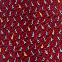 Bvlgari Red Sailboat Print Silk Tie