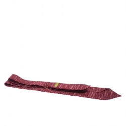 Bvlgari Red Sailboat Print Silk Tie