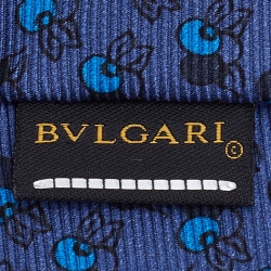 Bvlgari Navy Blue Printed Silk Tie
