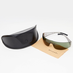 Bvlgari Gunmetal Tone/Green 549 Shield Sunglasses