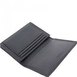 Bvlgari Black/Gray Coated Canvas Leather Weeken Business Card Holder 