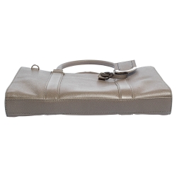 Bvlgari Taupe Grey Grained Leather Briefcase