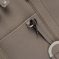 Bvlgari Taupe Grey Grained Leather Briefcase