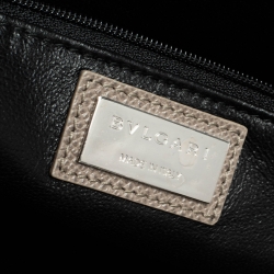 Bvlgari Taupe Grey Grained Leather Briefcase