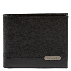 Bvlgari Black Leather Bifold Wallet