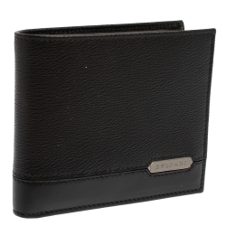 Bvlgari Black Leather Bifold Wallet