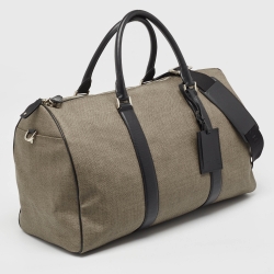 Bvlgari Black/Beige Coated Canvas Duffle Bag