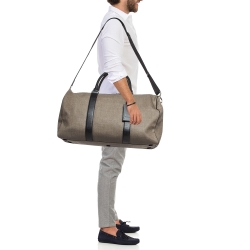 Bvlgari Black/Beige Coated Canvas Duffle Bag