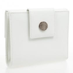 Bvlgari White Compact Flap Wallet