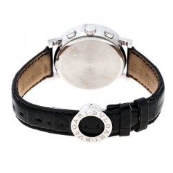 Pre Owned Bvlgari Black Stainless Steel Chronograph BB38SLCH Men's Wristwatch 38 mm