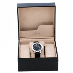 Pre Owned Bvlgari Black Stainless Steel Chronograph BB38SLCH Men's Wristwatch 38 mm